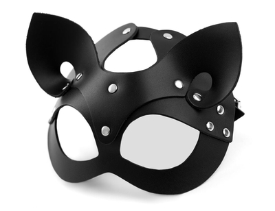 Эффектная кожаная маска кошки с ушками - фото, цены