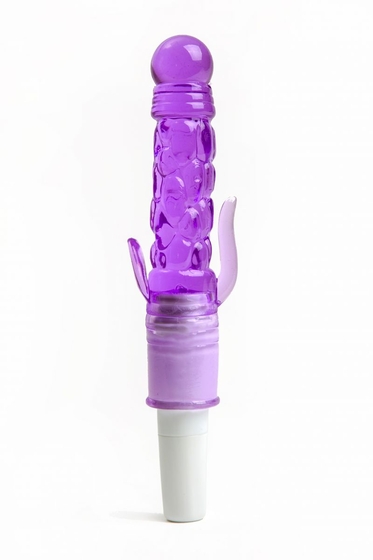 Фиолетовый вибратор с дополнительными отростками - 21 см. - фото, цены