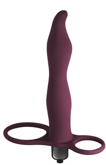 Бордовая вибронасадка для двойного проникновения Flirtini - 15,9 см. - фото, цены