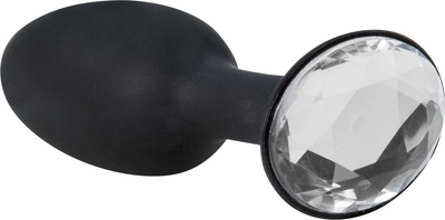 Чёрная анальная пробка с кристаллом в основании - 10,5 см. - фото, цены