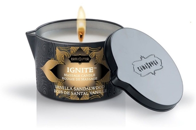 Массажная свеча Ignite Vanilla Sandalwood с ароматом ванили и сандала - 170 гр. - фото, цены