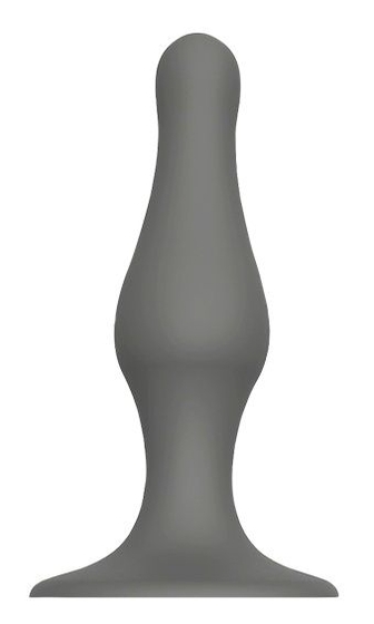 Серый удлиненный анальный стимулятор Plug With Suction Cup - 10,3 см. - фото, цены