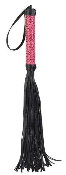 Черная мини-плеть Whip с розовой ручкой - 39 см. - фото, цены