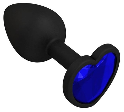 Черная силиконовая пробка с синим кристаллом - 7,3 см. - фото, цены
