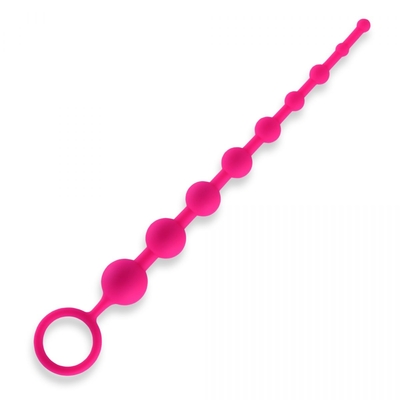 Розовая анальная цепочка из 9 шариков - 30 см. - фото, цены
