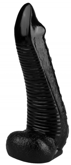 Черная рельефная реалистичная анальная втулка - 22 см. - фото, цены