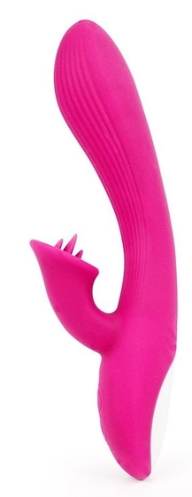 Ярко-розовый рельефный вибратор-кролик Quejoy - 25 см. - фото, цены