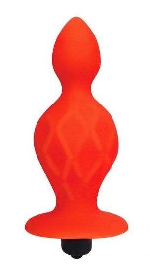 Красная коническая анальная вибровтулка - 10 см. - фото, цены