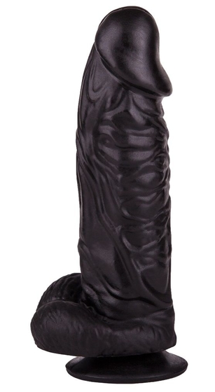 Большой чёрный фаллоимитатор на присоске - 20,5 см. - фото, цены