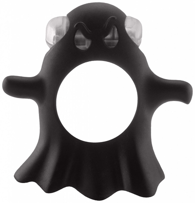 Чёрное эрекционное виброкольцо Gentle Ghost Cockring в виде привидения - фото, цены