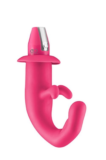 Розовый вибромассажер с клиторальным стимулятором Finger C Vibrator - фото, цены