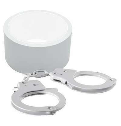 Набор для фиксации Bondx Metal Cuffs And Ribbon: белые наручники из листового материала и липкая лента - фото, цены