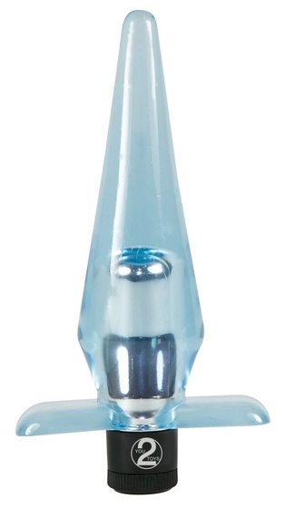 Бледно-голубой анальный массажер - 11 см. - фото, цены