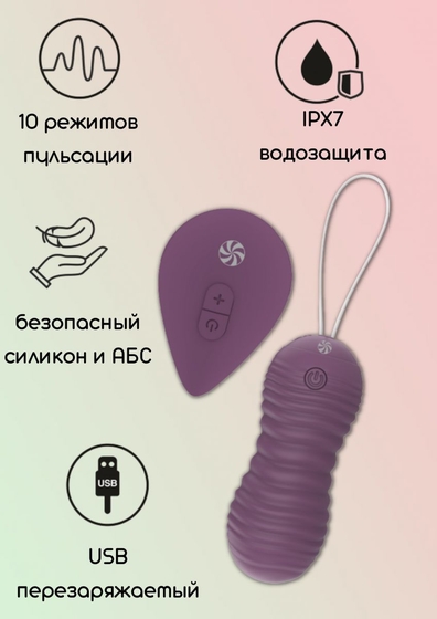 Фиолетовые вагинальные виброшарики с пультом ду Ray - 8,3 см. - фото, цены