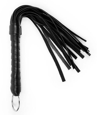 Черная плеть с рукоятью в оплетке - 28 см. - фото, цены