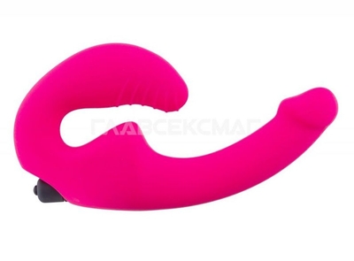 Ярко-розовый анатомический страпон с вибрацией - фото, цены