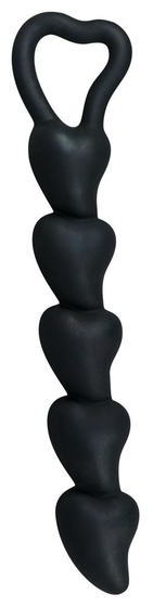 Чёрная анальная цепочка с звеньями-сердечками Black Velvet - 18,5 см. - фото, цены