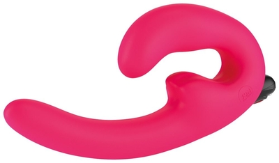 Ярко-розовый безремневой страпон с вибрацией Sharevibe - фото, цены
