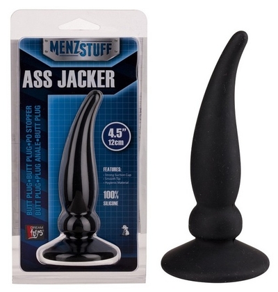 Чёрная пробка Ass Jacker для анальной стимуляции - 12 см. - фото, цены