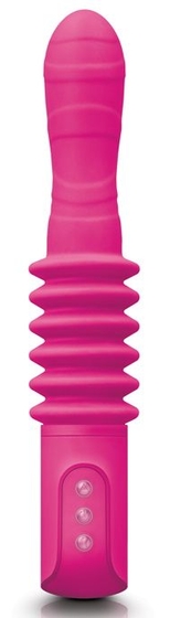 Розовый вибромассажер с функцией поступательных движений Deep Stroker - 24,5 см. - фото, цены