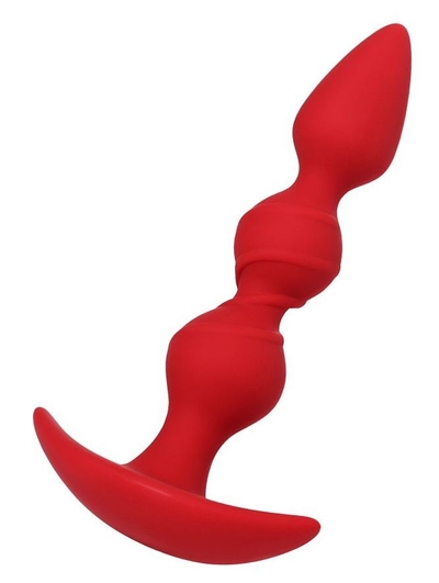 Красная силиконовая анальная втулка Trio - 16 см. - фото, цены