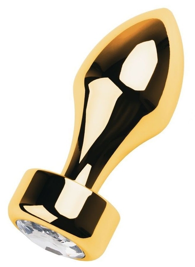 Золотистая пробка-пуля с прозрачным кристаллом - 9,5 см. - фото, цены
