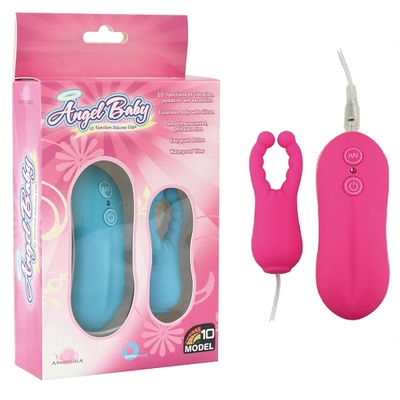Розовый вибростимулятор с усиками Angel Baby NIpple Cock clips - фото, цены