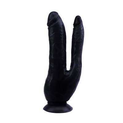 Черный анально-вагинальный фаллоимитатор Dark Magic Dual Penis - 19,5 см. - фото, цены