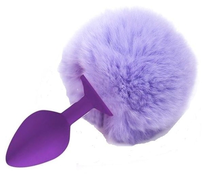 Фиолетовая анальная пробка с пушистым сиреневым хвостиком зайки - фото, цены