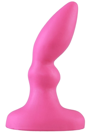 Розовая изогнутая анальная пробка - 10 см. - фото, цены