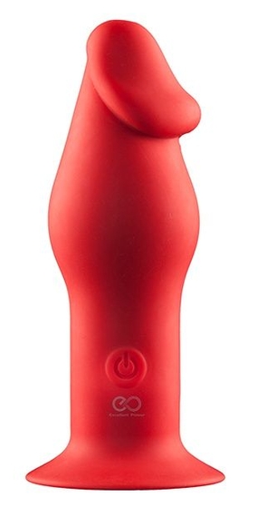 Красный силиконовый анальный вибромассажер - 12,7 см. - фото, цены