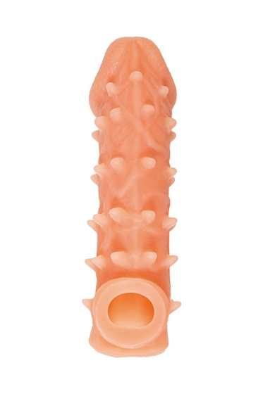 Телесная закрытая насадка с пупырышками Cock Sleeve 005 Size M - 15,6 см. - фото, цены