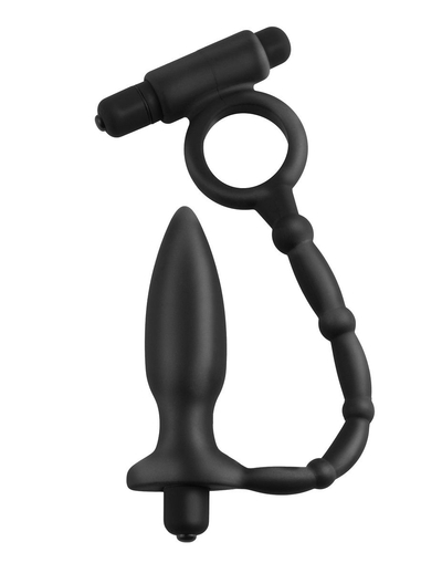Эрекционное кольцо с вибрацией и анальным вибратором Ass-Kicker with Cockring - фото, цены