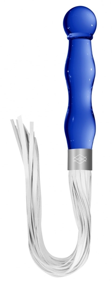 Синий анальный стимулятор-плеть Whipster с белыми хвостами - фото, цены