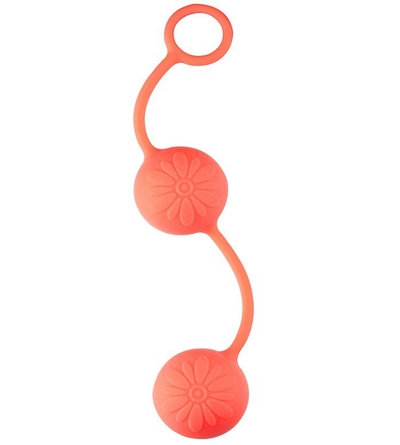 Оранжевые вагинальные шарики с цветочками на поверхности - фото, цены