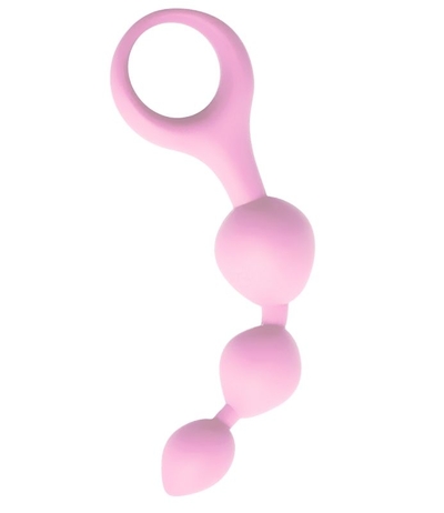 Нежно-розовая анальная цепочка Anal Chain с ручкой-кольцом - фото, цены