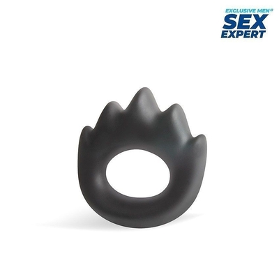 Черное эрекционное кольцо в форме пламени - фото, цены