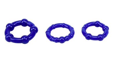 Набор из 3 синих стимулирующих колец Beaded Cock Rings - фото, цены