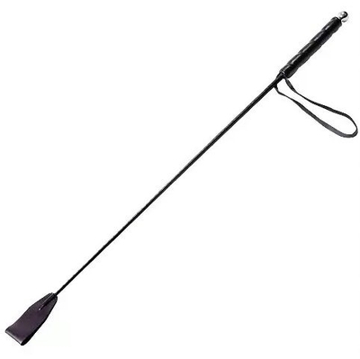 Чёрный стек с кожаной ручкой - 58 см. - фото, цены