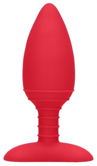 Красная анальная пробка Glow с вибрацией и подогревом - 12 см. - фото, цены