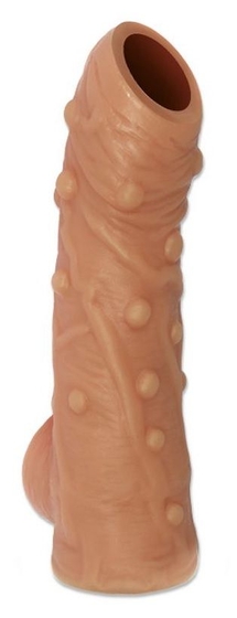 Телесная насадка с пупырышками и открытой головкой Nude Sleeve M - 12 см. - фото, цены