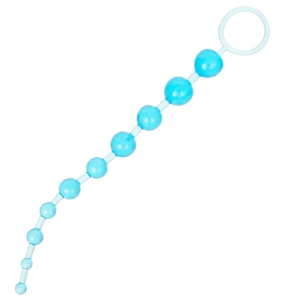 Голубая анальная цепочка с кольцом - 30 см. - фото, цены