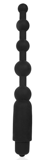 Черный силиконовый анальный вибромассажер-елочка - 18 см. - фото, цены
