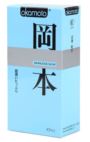 Презервативы в обильной смазке Okamoto Skinless Skin Super lubricative - 10 шт. - фото, цены