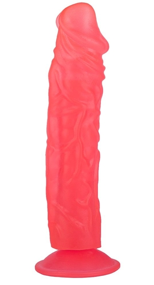 Рельефный розовый фаллоимитатор на присоске - 19,5 см. - фото, цены