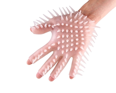 Прозрачная перчатка с рельефом для мастурбации - фото, цены