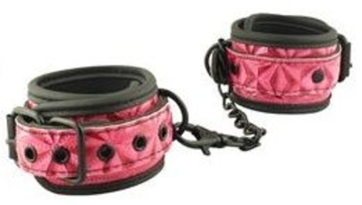 Розово-чёрные кожаные наручники Wrists Cuffs с геометрическим узором - фото, цены