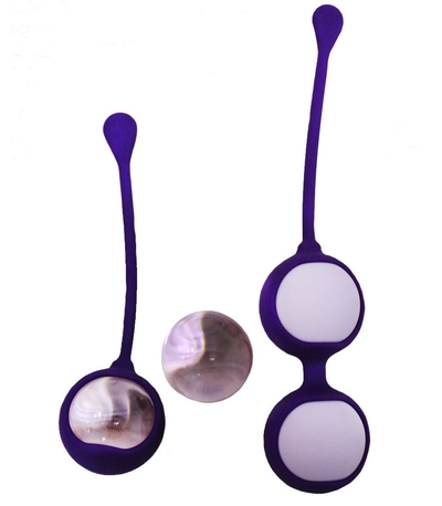 Фиолетовые вагинальные шарики Cosmo Balls с парой сменных шаров - фото, цены