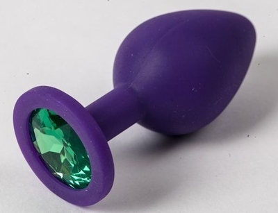 Фиолетовая силиконовая пробка с зеленым кристаллом - 9,5 см. - фото, цены
