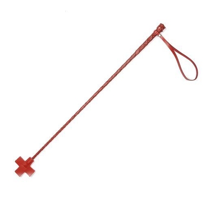 Красный кожаный стек с крестообразным наконечником - 70 см. - фото, цены
